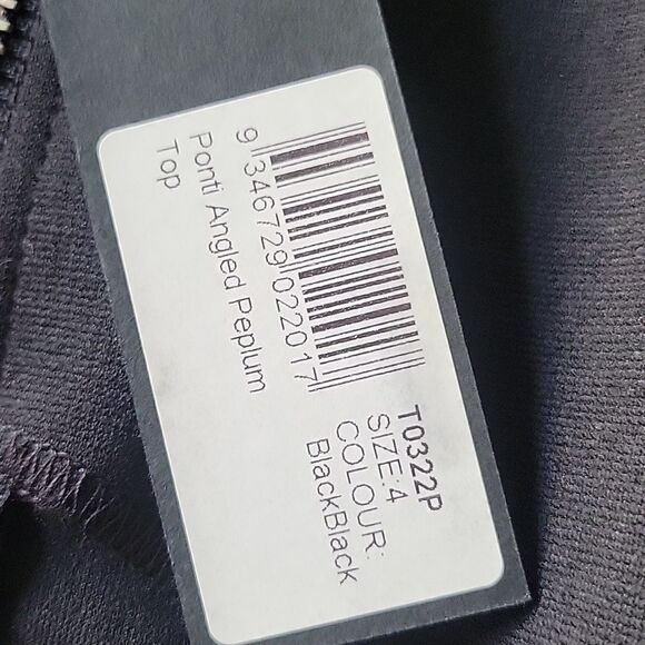 NWT Nicholas Black Peplum Top Sz 4 XS S Ponti Asymmetrical Angled Sexy Feminine - Picture 10 of 14